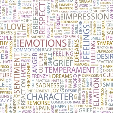 EMOTIONS. Illustration with different association terms. clipart