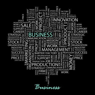 BUSINESS. Seamless vector pattern with word cloud. clipart