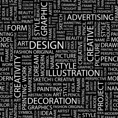 DESIGN. Seamless vector pattern with word cloud. clipart