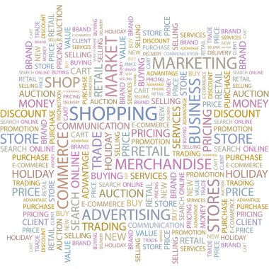 SHOPPING. Word collage on white background. clipart