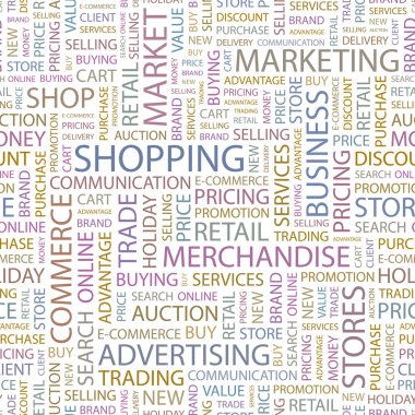 SHOPPING. Word collage on white background. clipart