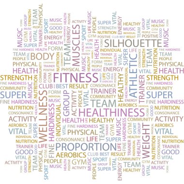 FITNESS. Illustration with different association terms. clipart