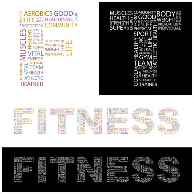 FITNESS. Illustration with different association terms. clipart