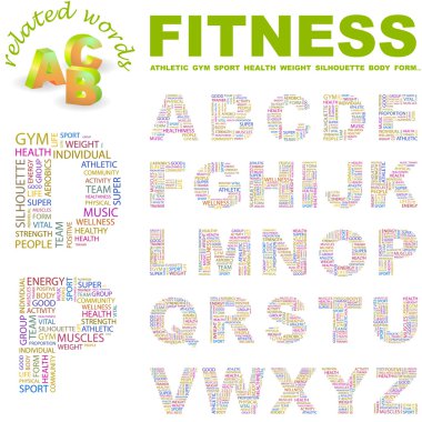 FITNESS. Illustration with different association terms. clipart