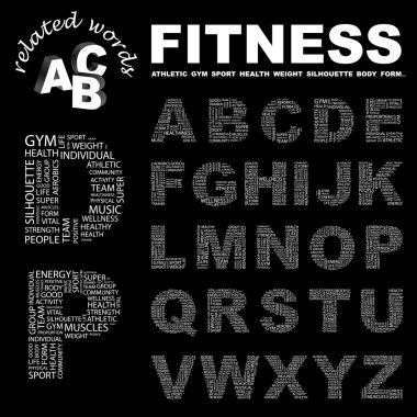 FITNESS. Illustration with different association terms. clipart