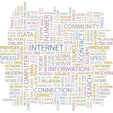 INTERNET. Seamless vector pattern with word cloud. clipart