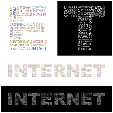 INTERNET. Illustration with different association terms. clipart
