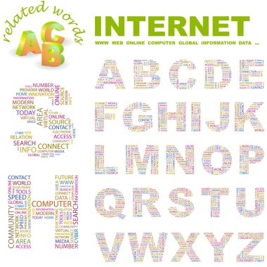 INTERNET. Illustration with different association terms. clipart