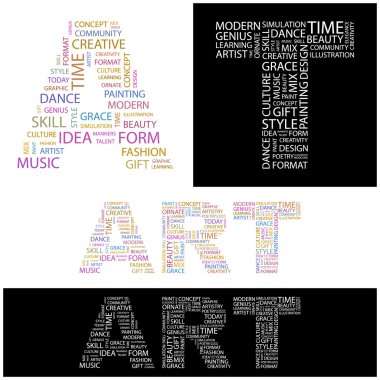 ART.Vector letter collection.Illustration with different association terms. clipart