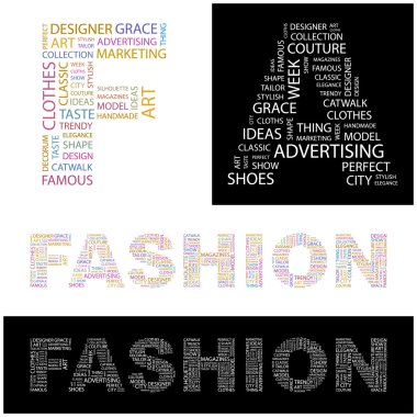 FASHION. Illustration with different association terms. clipart