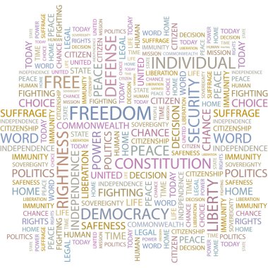 FREEDOM. Seamless vector pattern with word cloud. clipart