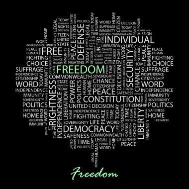 FREEDOM. Seamless vector pattern with word cloud. clipart