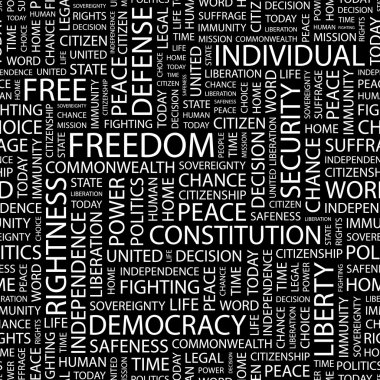 FREEDOM. Seamless vector pattern with word cloud. clipart