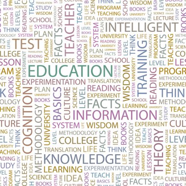 EDUCATION. Seamless vector pattern with word cloud. clipart