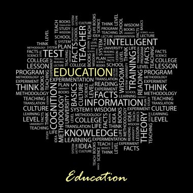 EDUCATION. Seamless vector pattern with word cloud. clipart