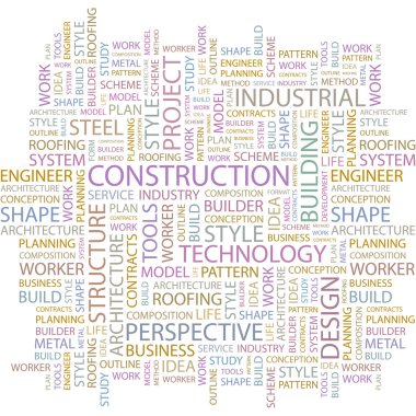 CONSTRUCTION. Seamless vector pattern with word cloud. clipart