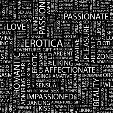 EROTICA. Seamless vector pattern with word cloud. clipart