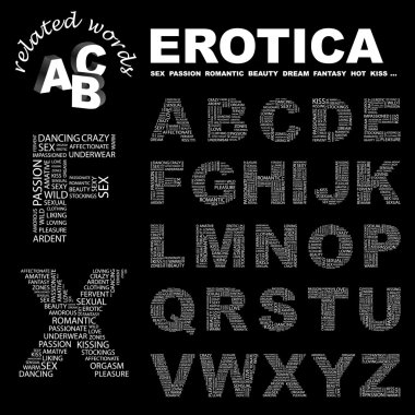 EROTICA. Illustration with different association terms. clipart