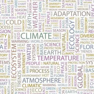 CLIMATE. Seamless vector pattern with word cloud. clipart