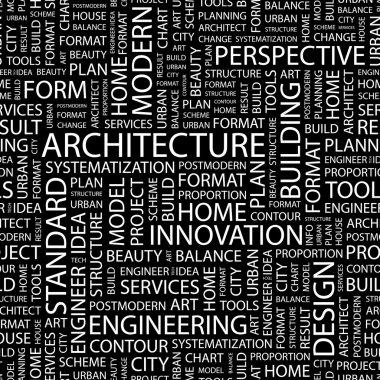 ARCHITECTURE. Vector letter collection. Wordcloud illustration. clipart