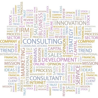 CONSULTING. Vector letter collection. Wordcloud illustration. clipart