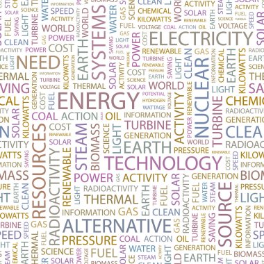 ENERGY. Seamless vector pattern with word cloud. clipart