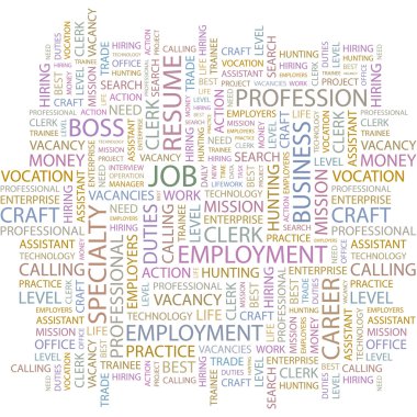 JOB. Seamless vector pattern with word cloud. clipart