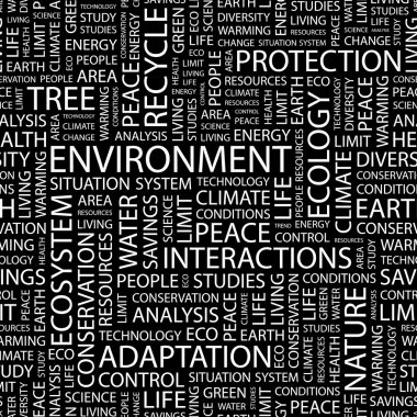 ENVIRONMENT. Seamless vector pattern with word cloud. clipart