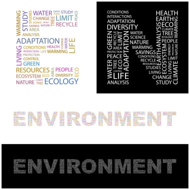 ENVIRONMENT. Vector letter collection. clipart