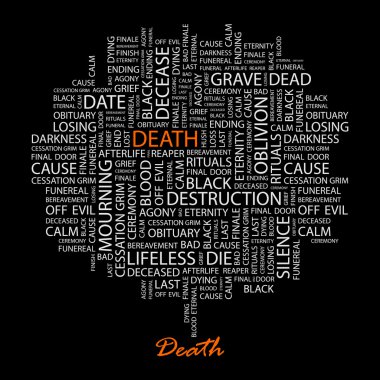 DEATH. Word collage on black background. clipart