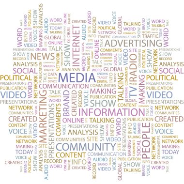 MEDIA. Seamless vector pattern with word cloud. clipart