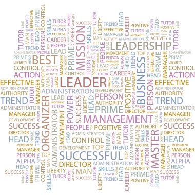 LEADER. Word collage on white background. Vector illustration. clipart