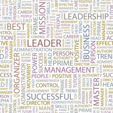 LEADER. Word collage on white background. Vector illustration. clipart