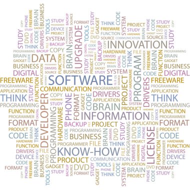 SOFTWARE. Illustration with different association terms. clipart