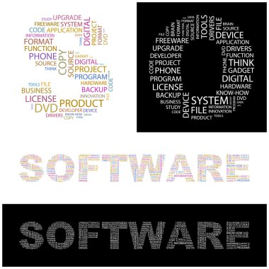 SOFTWARE. Word collage. clipart