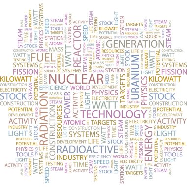 NUCLEAR. Word collage on white backgroun clipart