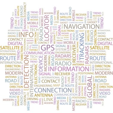 GPS. Word collage on white background. clipart