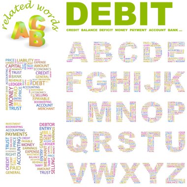 DEBIT. Vector letter collection. clipart