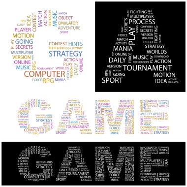 GAME. Word collage. clipart