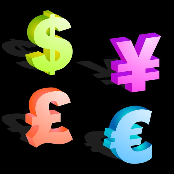 Vektor dollar, euro, yen, pund tecken. — Stock vektor