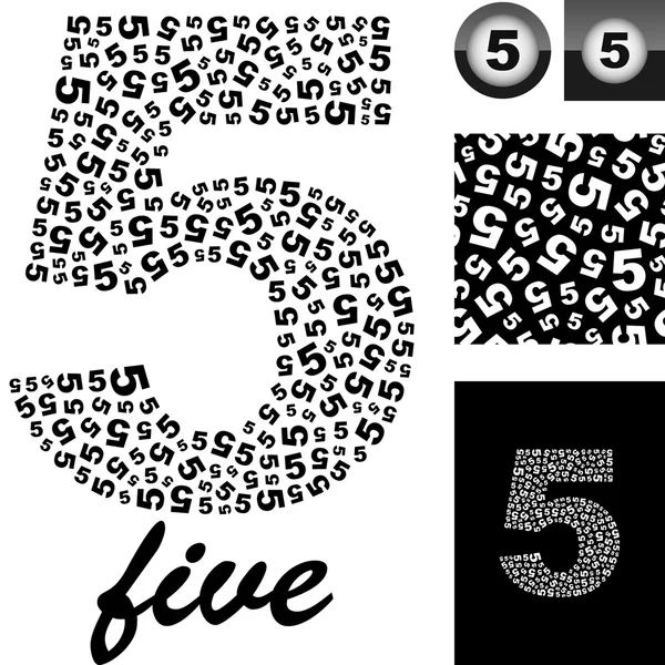 Five. Background with numbers — Stock Vector