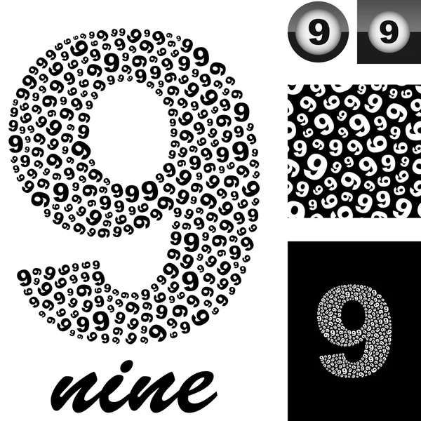 Nine. Background with numbers — Stock Vector