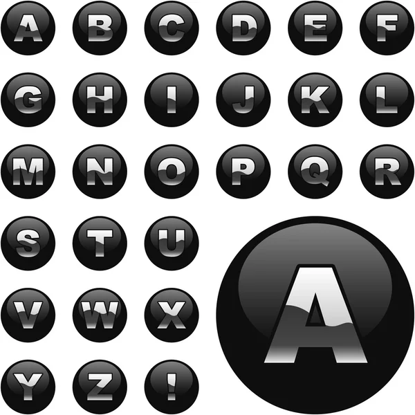 Juego de botones del alfabeto . — Vector de stock