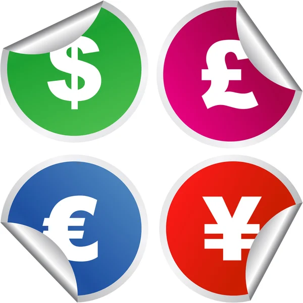 Vektor-Zeichen für Dollar, Euro, Yen und Pfund. — Stockvektor