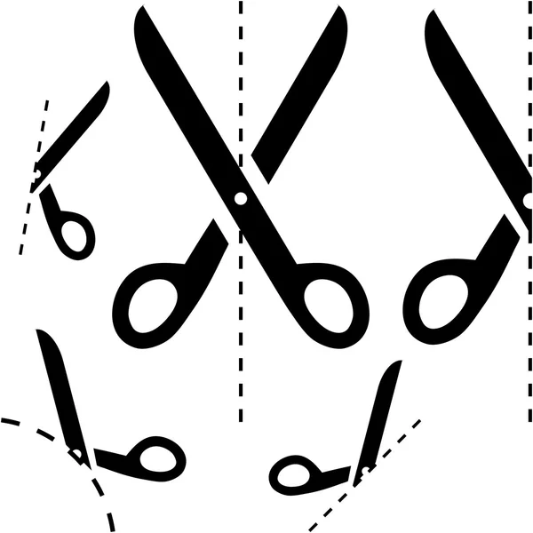 Vector scissors with cut lines — Stock Vector