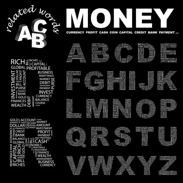 MONEY. Vector letter collection — Stock Vector