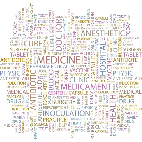 MEDICINE. Seamless vector pattern with word cloud. — Stock Vector