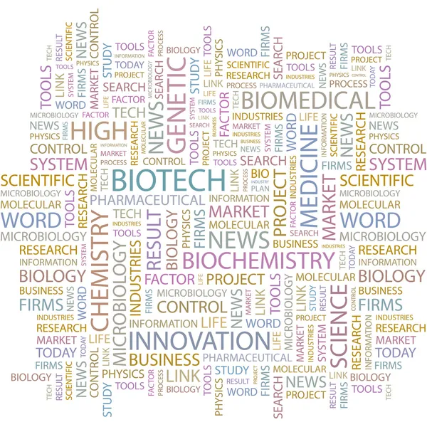 Biotech. slovo koláž vektor — Stockový vektor