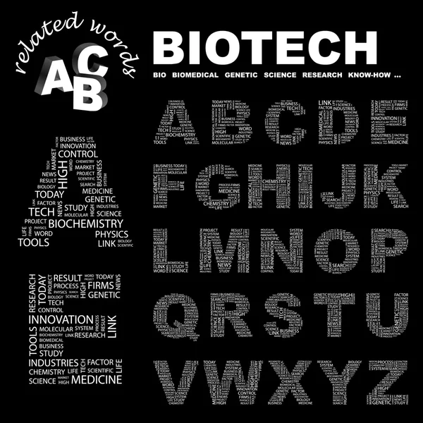 Biotech. slovo koláž vektor — Stockový vektor