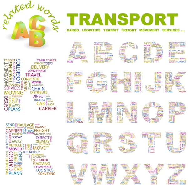 Les transports. collection de lettres vectorielles — Image vectorielle